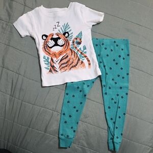 Carter's White and Teal Tiger Pajama Set